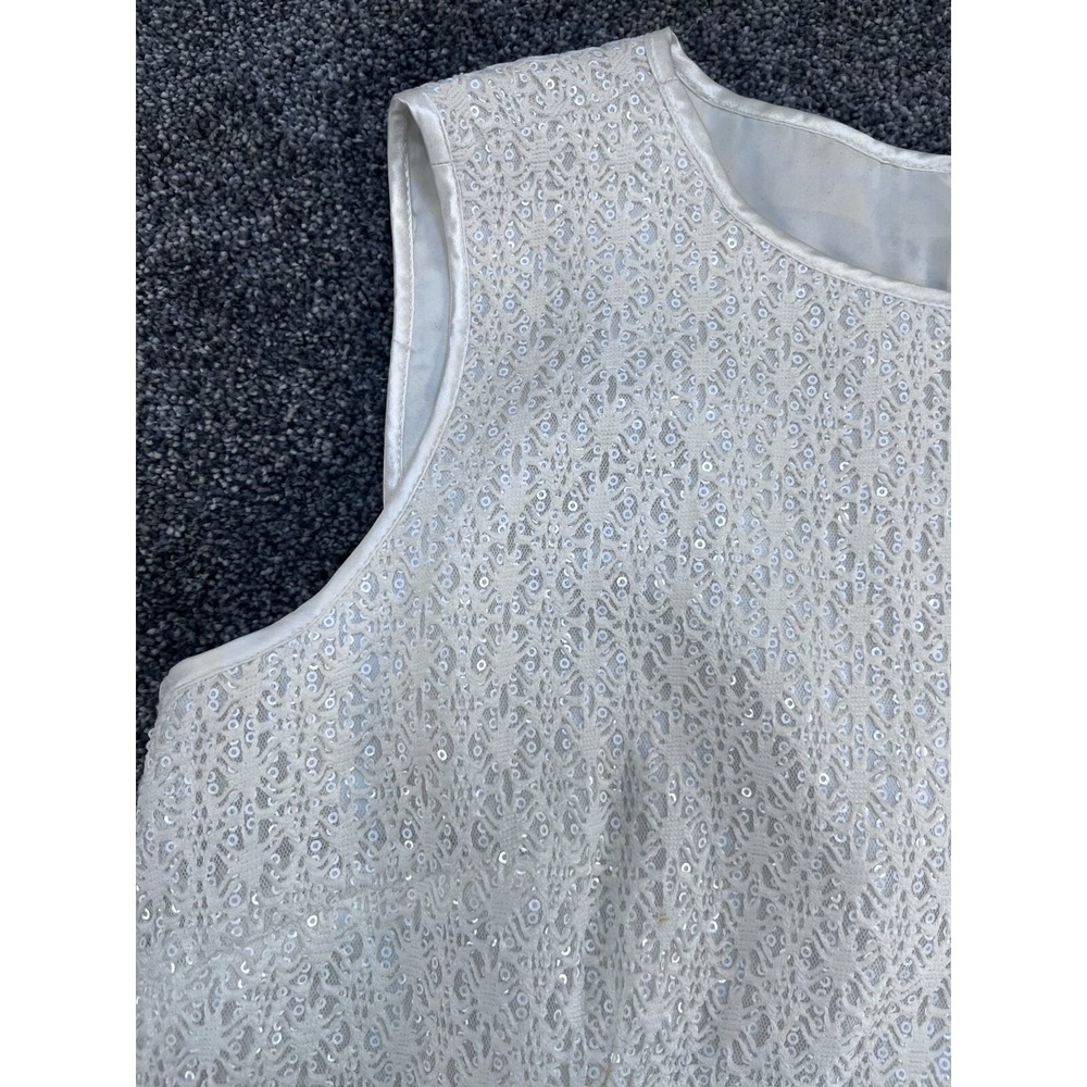 Tahari Arthur Levine Womens Solid Sheath Dress, Off-White, 12P Small stain‎ pics - Picture 4 of 8